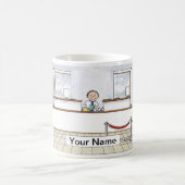 銀行の出納係、男性 コーヒーマグカップ (中央)