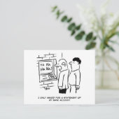 銀行の現金自動預け払い機が客を笑う ポストカード (スタンド正面)