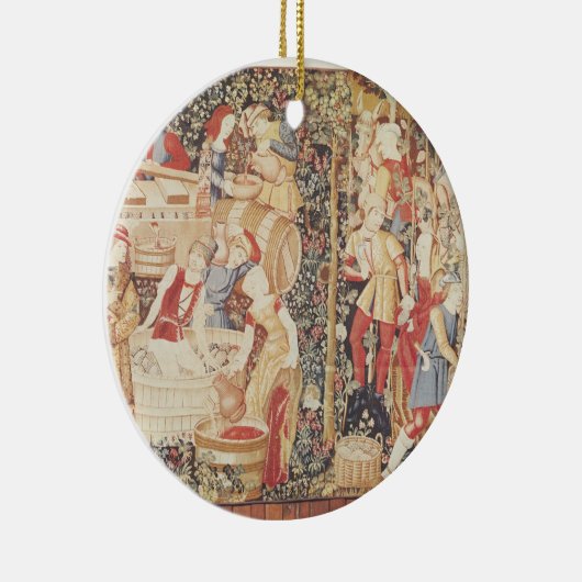 「銀行の研修会からのブドウの収穫、 セラミックオーナメント (右)