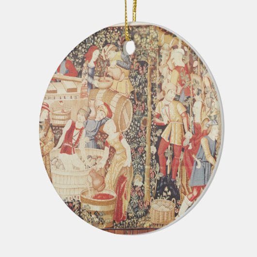 「銀行の研修会からのブドウの収穫、 セラミックオーナメント (左)