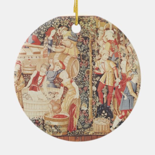 「銀行の研修会からのブドウの収穫、 セラミックオーナメント (裏面)