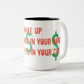 銀行の配当とコーヒーに目を覚ます ツートーンマグカップ (正面右)