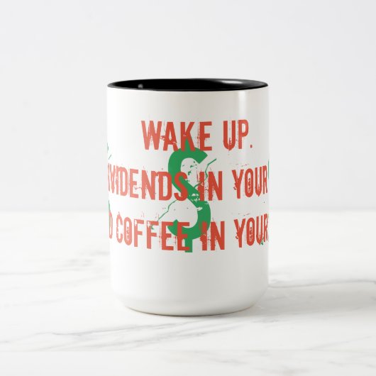 銀行の配当とコーヒーに目を覚ます ツートーンマグカップ (中央)