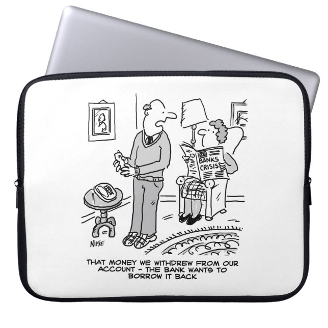 銀行の電頼話がお金を借りる ラップトップスリーブ (正面)