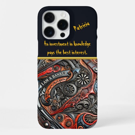 銀行をテーマにした詳細な革の芸術作品 iPhoneケース (裏面)