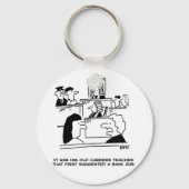 銀行を強奪した裁判所内の男。漫画おもしろい キーホルダー (正面)