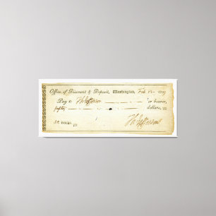 銀行小切手1809年のトーマス・ジェファーソンの署名 キャンバスプリント