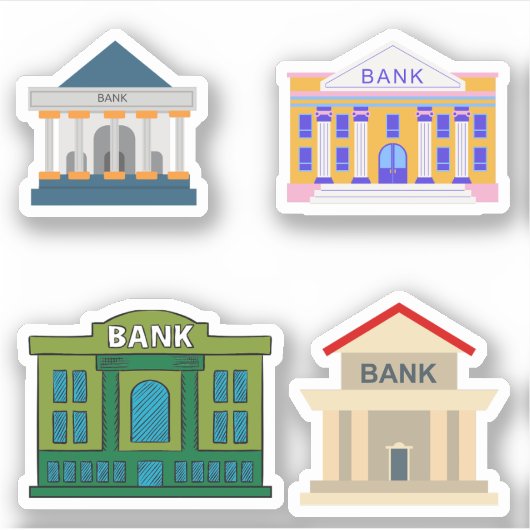 銀行建物シール シール (正面)