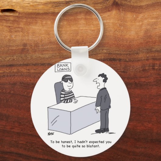 銀行管理室。銀行おもしろいローン漫画 キーホルダー (正面)