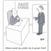 銀行貸出オフィス漫画 シール (正面)