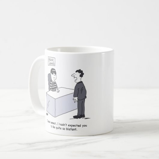 銀行貸金部の銀行強盗のような服装 コーヒーマグカップ (正面左)