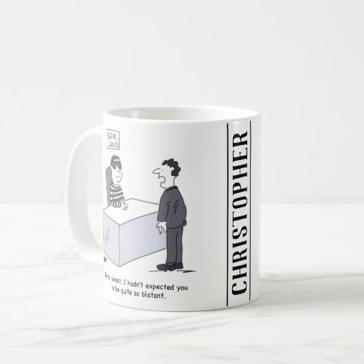 銀行貸金部の銀行強盗のような服装 コーヒーマグカップ (正面左)