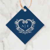 銀装飾用ハートモノグラム結婚ダークブルー フェイバータグ (正面)