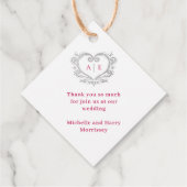 銀装飾用ハートモノグラム結婚ベリーレッド フェイバータグ (裏面)