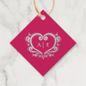 銀装飾用ハートモノグラム結婚ベリーレッド フェイバータグ (正面)