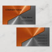 銀製およびオレンジ贅沢な金属の名刺 名刺 (正面/裏面)