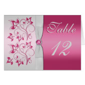 銀製およびピンクの花のテーブル数カード (正面横)