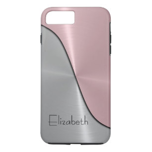 銀製およびピンクの鋼鉄金属 iPhone 8 PLUS/7 PLUSケース