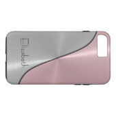 銀製およびピンクの鋼鉄金属 Case-Mate iPhoneケース (裏面(横))