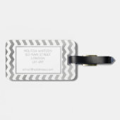銀製および白いシェブロンの荷物のラベル ラゲッジタグ (裏面横)