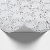 銀製および白い格子 ラッピングペーパー (角)