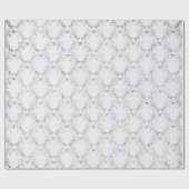 銀製および白い格子 ラッピングペーパー (フラット)