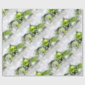 銀製および緑のクリスマスの包装紙 ラッピングペーパー (フラット)