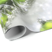 銀製および緑のクリスマスの包装紙 ラッピングペーパー (ロールコーナー)