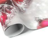 銀製および赤いクリスマスの包装紙 ラッピングペーパー (ロールコーナー)
