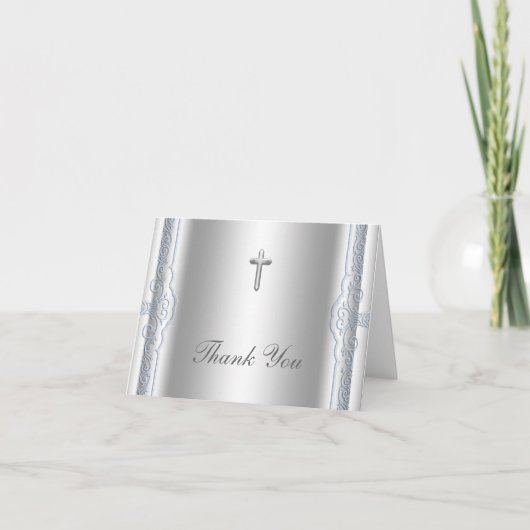 銀製および青い十字のサンキューカード サンキューカード (正面)