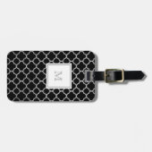 銀製および黒いクローバーの荷物のラベル ラゲッジタグ (正面横)