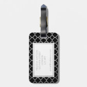 銀製および黒いクローバーの荷物のラベル ラゲッジタグ (裏面縦)