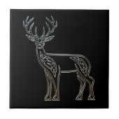 銀製および黒いシカのケルト族のスタイルの結び目 タイル (正面)