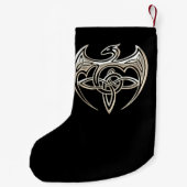 銀製および黒いドラゴンのTrineケルト結び目模様の芸術 スモールクリスマスストッキング (裏面)