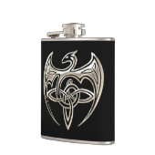銀製および黒いドラゴンのTrineケルト結び目模様の芸術 フラスク (左)