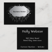 銀製および黒いヴィンテージ 名刺 (正面/裏面)