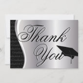銀製および黒い卒業は感謝していしています サンキューカード (正面)