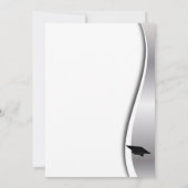 銀製および黒い卒業は感謝していしています サンキューカード (裏面)