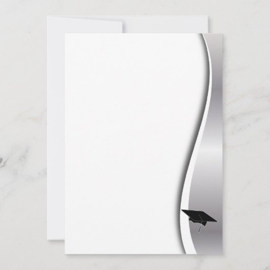 銀製および黒い卒業は感謝していしています サンキューカード (裏面)