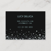 銀製および黒い擬似ホイルのグリッターの名刺 名刺 (裏面)