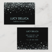 銀製および黒い擬似ホイルのグリッターの名刺 名刺 (正面/裏面)