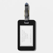 銀製および黒い水玉模様の荷物のラベル ラゲッジタグ (裏面縦)