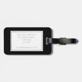 銀製および黒い水玉模様の荷物のラベル ラゲッジタグ (裏面横)