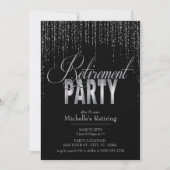 銀製および黒い退職のパーティの招待状 招待状 (正面)