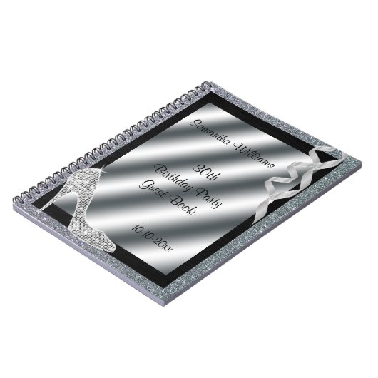 銀製のきらびやかな小剣及び吹流しの第30誕生日 ノートブック (左側)