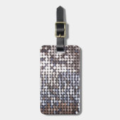 銀製のきらめくなスパンコールの一見 ラゲッジタグ (正面縦)
