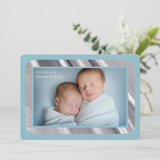 銀製のきらめくの写真の誕生の発表 案内状 (スタンド正面)