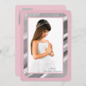 銀製のきらめくの写真Pk第1の聖餐 招待状 (正面/裏面)