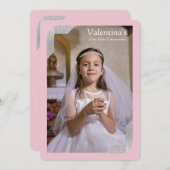 銀製のきらめくは写真Pk第1の聖餐に角を付けます 招待状 (正面/裏面)