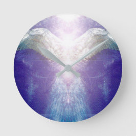 銀製のすみれ色の天使 ラウンド壁時計